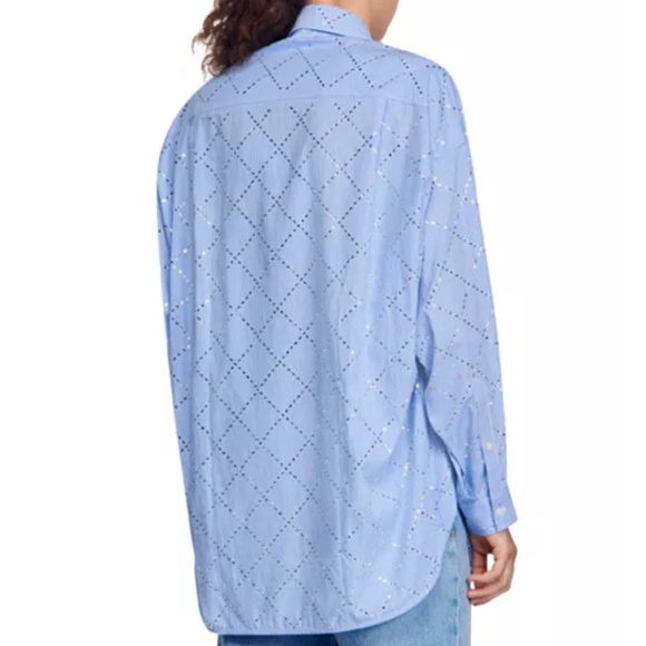 Sandro - Rhinestone Poplin Shirt - Picture 2 of 4